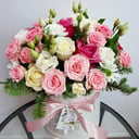 Шляпная коробка с цветами «Розовое вино»