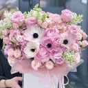 Шляпная коробка с цветами «Розовая мечта»