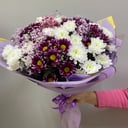 Букет «Магия» из хризантем и гипсофил