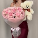 Подарочный набор «Комбо букет и мишка» из роз