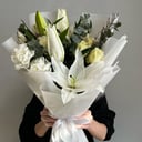 Букет «Розы, лилия, диантус и альстромерия»