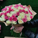 Букет «101 розово-белая роза»