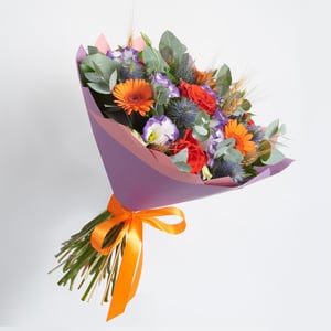 Букет «Микс радости» из роз и эустом