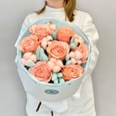 Мятный фреш букет из абрикосовых роз
