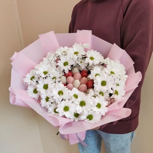 Букет из клубники в шоколаде Ромашка