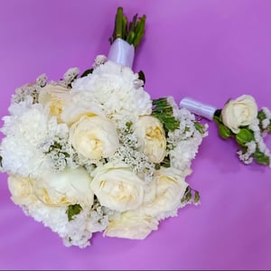 Букет невесты с бутоньеркой "Янг леди"