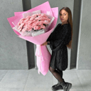 Букет из нежно-розовых хризантем