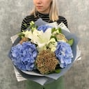 Букет Гортензии, Роз и Лизиантуса