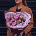 Букет «Сиреневые тюльпаны в упаковке 15 шт»