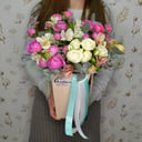 Композиция «Романтика» из роз и альстромерий