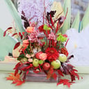 Коробка с цветами «Осенний эксклюзив» из роз и орхидей