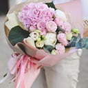 Букет «Розовый фламинго» из эустом и пионов