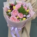 Букет «Дальняя дорога» из тюльпанов и роз