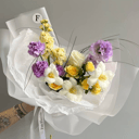 Букет «Танец красок» из тюльпанов и экзотических цветов