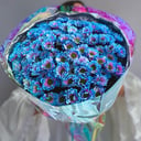 Монобукет из синих сантиний из хризантем