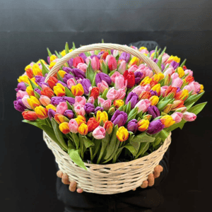 Корзина 101 цветной тюльпан