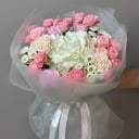 Авторский букет Сладкая Вата из гвоздик и хризантем