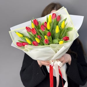 Букет «Тюльпаны 25 шт красно-желтые»