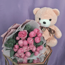 Подарочный набор «Пионовидная роза с игрушкой»