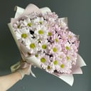Букет «Розовые ромашки» из хризантем