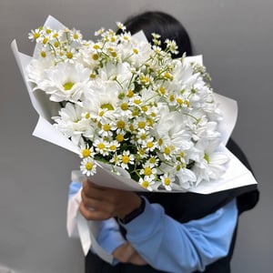 Букет «Хризантема кустовая и ромашка»