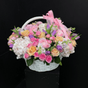 Цветы в корзине "Нежные признания" из роз и тюльпанов