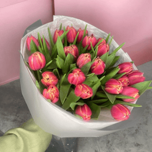 Букет «Пионовидный тюльпан розовый 25 шт»