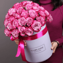 Шляпная коробка с цветами «51 роза Deep Purple»