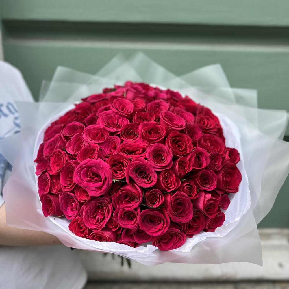 Букет «101 роза малиновая»