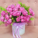 Шляпная коробка с цветами «Розовые розы»