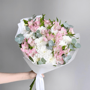 Букет «Альстромерии и хризантемы»