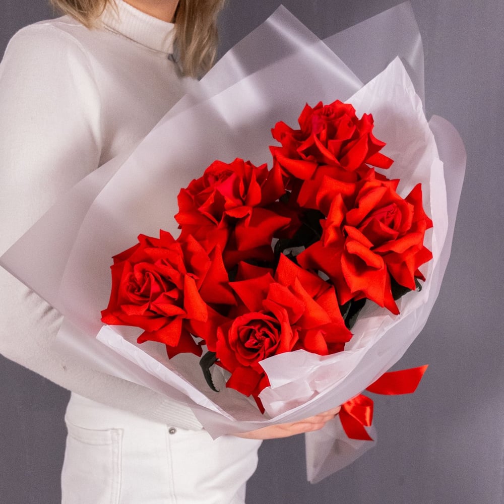 Букет «5 французских алых роз»