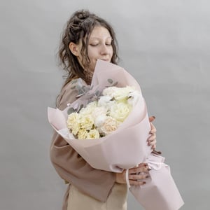 Букет "Крем брюле" с кружевными розами