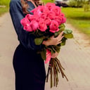 Букеты из 21 розовой розы премиум