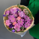 Букет Кругляш 3 из хризантем и гвоздик