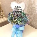 Шляпная коробка с цветами «Гипсофила цветная с сердцем»