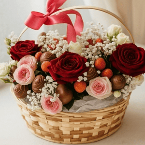 Корзина из клубники "Цветочный каприз"