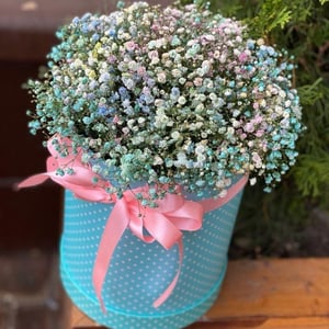 Шляпная коробка с цветами «Эксклюзив» из гипсофил