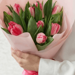 Букет «Розовые пионовидные тюльпаны 9шт»