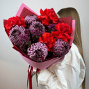 Букет «Давай поцелую, чтобы зажило» из роз и хризантем