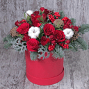 Шляпная коробка с цветами «Праздничные страсти» из роз