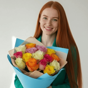 Букет «Розы Кения микс 15шт для любимой»