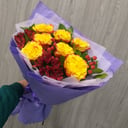 Букет «Настроение Осени» из роз и альстромерий