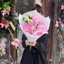 Букет «Кулек с розовой хризантемой»