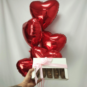 Набор бананы в шоколаде с букетом из шар