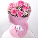 Букет «Поцелуй зари» из роз и гипсофил