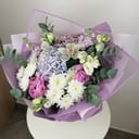 Букет «Пломбир» из эустом и хризантем