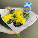 Букет «Yellow» из эустом и хризантем