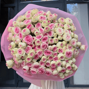 Пионовидная кустовая роза букет нежняшка