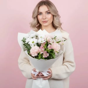 Букет "Анна" из альстромерий и хризантем